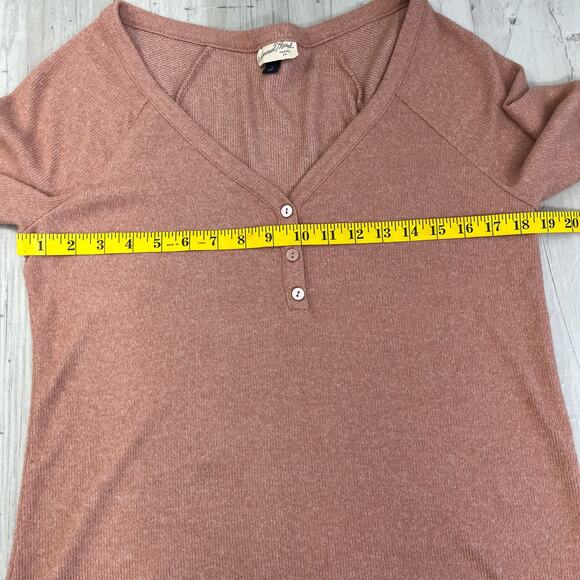 Universal Thread Long Sleeve V Neck Ribbed Pink Henley Shirt Large - Picture 7 of 9